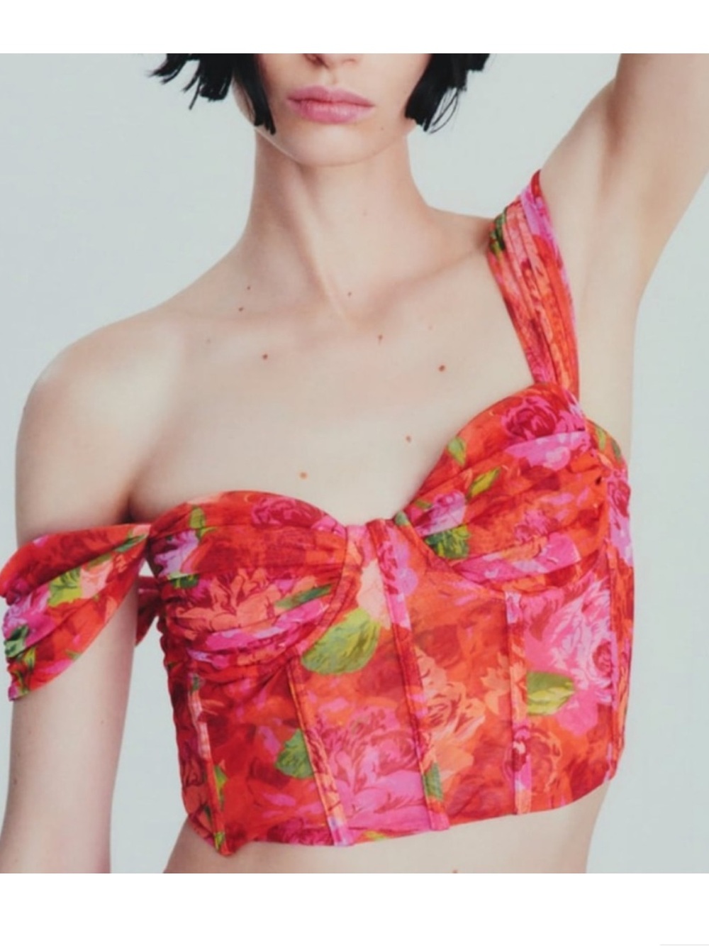 Zara Tulle Floral Corset Top Going Out Medium